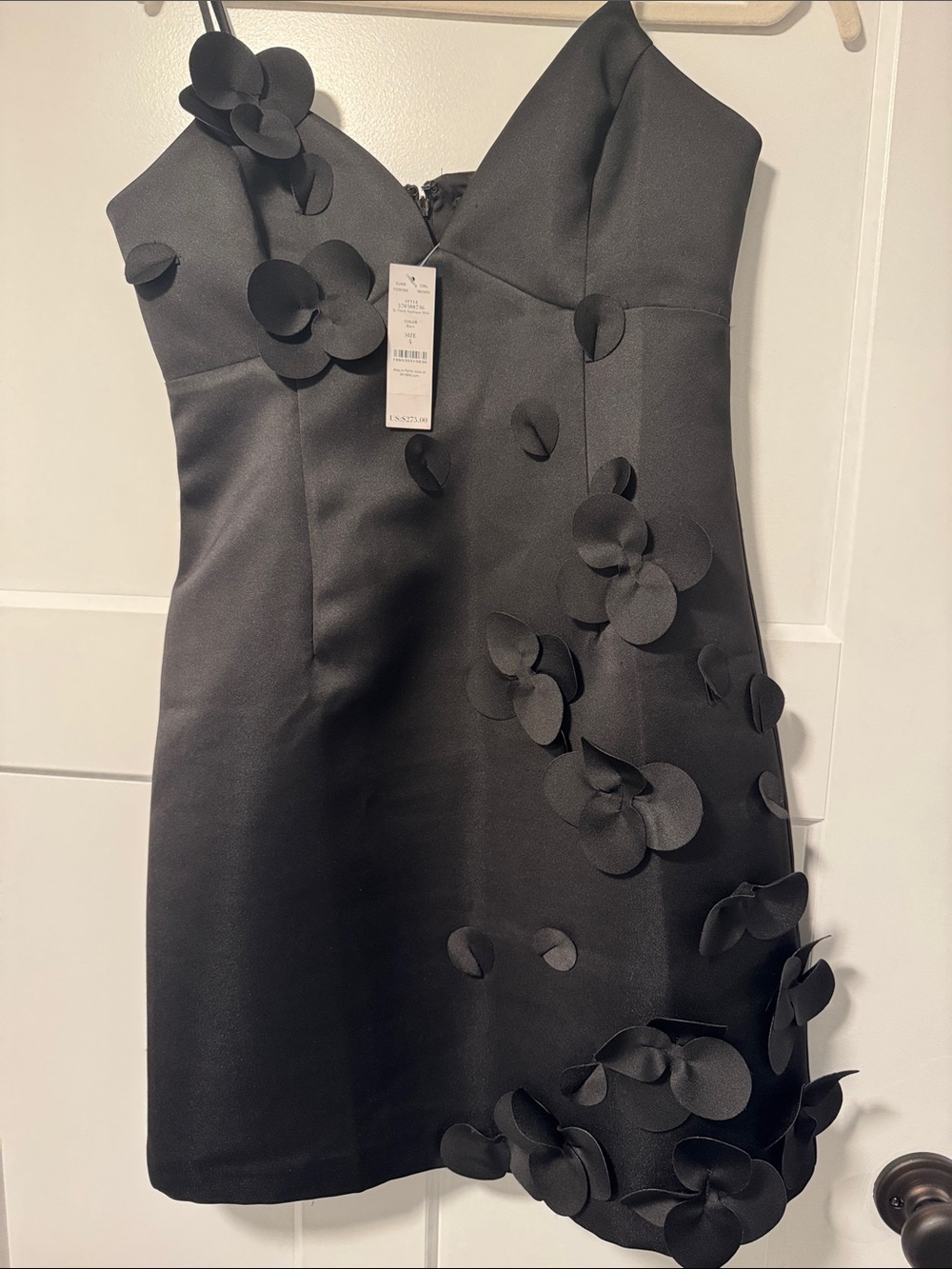 White House Black Market Black Floral Appliqué Mini Dress size 4